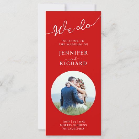 Programme De Mariage Photo Rouge Et Blanc Élégant (Devant)