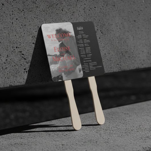 Programme de mariage photo rouge moderne éventail