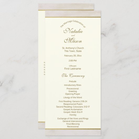 Programme de mariage Pierre et or Accent (Devant / Derrière)