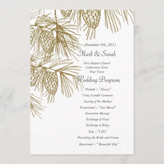Programme de mariage Pine Boughs (Dos)