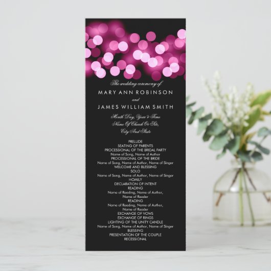 Programme de mariage Pink Hollywood Glam (Debout devant)