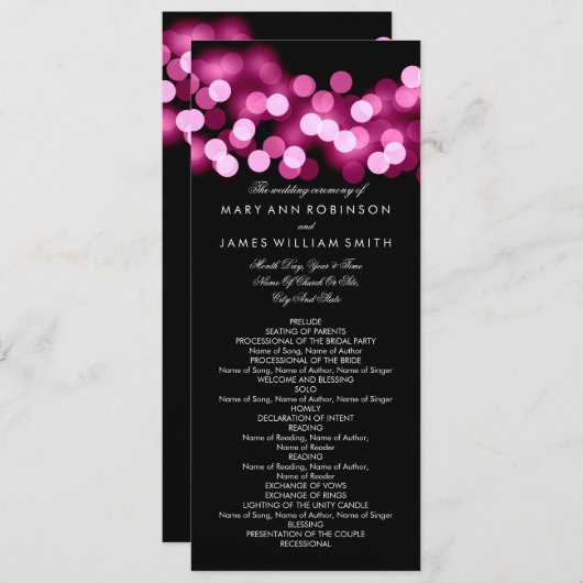 Programme de mariage Pink Hollywood Glam (Devant / Derrière)