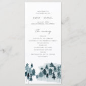 Programme de mariage Pins Aquarelle Bleu Ardoise E (Devant)