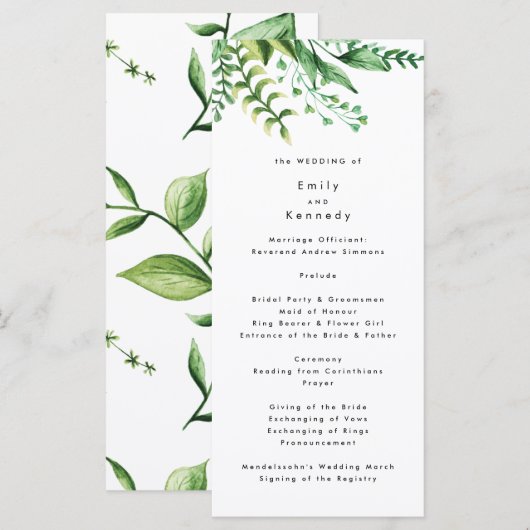 Programme de mariage Plante verdoyant (Devant / Derrière)