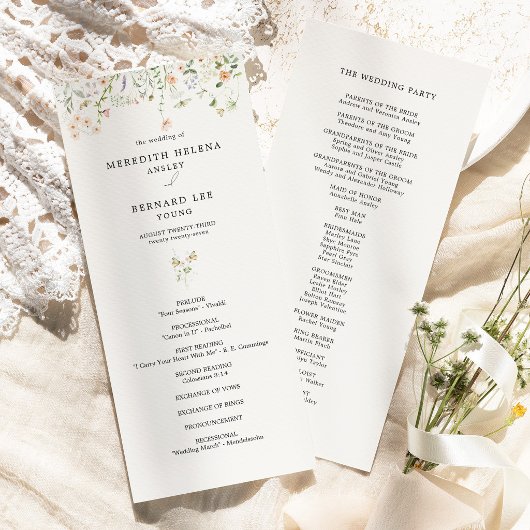 Programme de mariage plat aux fleurs sauvages rust