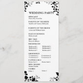 Programme de mariage plat noir sur blanc (Dos)