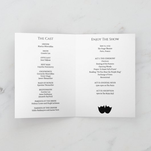 Programme de mariage Playbill (Intérieur)