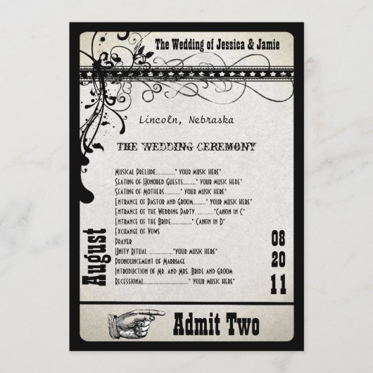 Programme de mariage Playbill Métal Argenté (Devant)