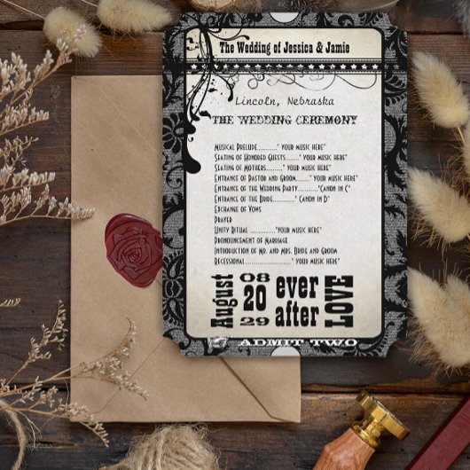 Programme de mariage Playbill Papier Kraft Brun