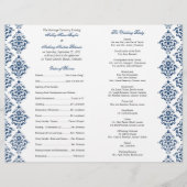 Programme de mariage pliable bleu bleu bleu blanc  (Dos)