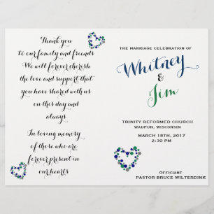 Programme de mariage pliable Blue & Green Polka Do