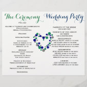 Programme de mariage pliable Blue & Green Polka Do (Dos)