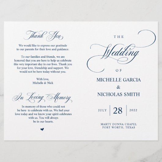 Programme de mariage pliable de la marine moderne  (Devant)