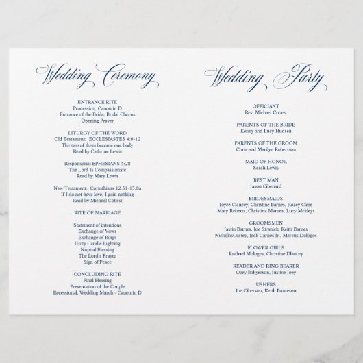 Programme de mariage pliable de la marine moderne  (Dos)