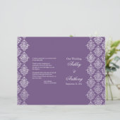 Programme de mariage pliable violet et blanc Damas (Debout devant)