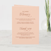 Programme de mariage plié à calligraphie sur pêche (Dos)