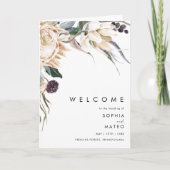 Programme de mariage plié à la florale blanche (Devant)