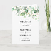 Programme de mariage plié à la verdure d'eucalyptu (Devant)