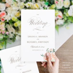 Programme de mariage plié à l'aquarelle printanièr