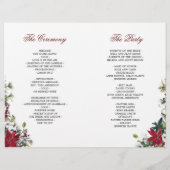 Programme de mariage plié à l'aquarelle rouge Poin (Dos)