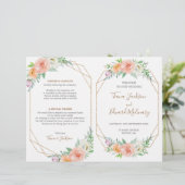 Programme de mariage plié aux fleurs d'aquarelle g (Debout devant)