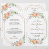 Programme de mariage plié aux fleurs d'aquarelle g (Devant / Derrière)