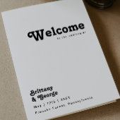 Programme de mariage plié avec lettres rétro moder