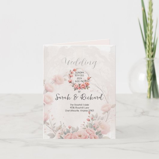 Programme de mariage plié blanc brillant Classic G (Devant)