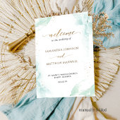 Programme de mariage plié Blue Green Watercolor
