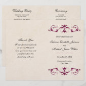 Programme de mariage plié Bourgogne | Fond beige (Devant / Derrière)