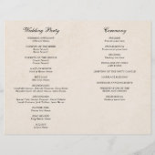 Programme de mariage plié Bourgogne | Fond beige (Dos)