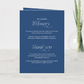 Programme de mariage plié calligraphié bleu de cob (Dos)