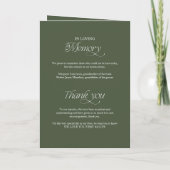 Programme de mariage plié calligraphié vert forêt (Dos)