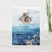 Programme de mariage plié dans l'océan rustique (Devant)