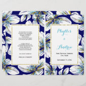 Programme de mariage plié de fleurs tropicales (Devant / Derrière)