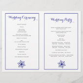 Programme de mariage plié de flocons de neige bleu (Dos)