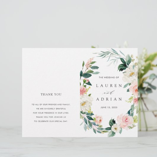 Programme de mariage plié de la couronne florale d (Debout devant)