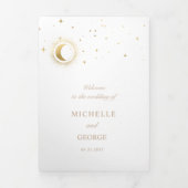 Programme de mariage plié de lune d'or céleste (Page de couverture)