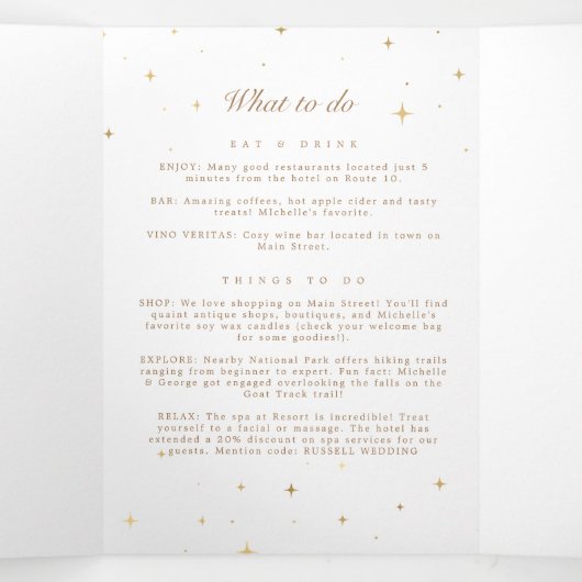 Programme de mariage plié de lune d'or céleste (Intérieur au milieu)