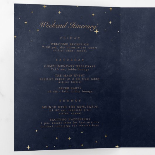 Programme de mariage plié de lune d'or céleste (Intérieur en premier)