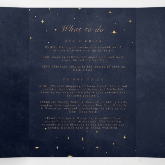 Programme de mariage plié de lune d'or céleste (Intérieur au milieu)