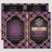 Programme de mariage plié d'or, de flocon de neige (Devant / Derrière)
