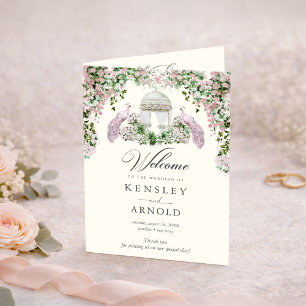 Programme de mariage plié Élégant Jardin Rose