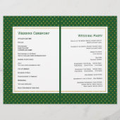 Programme de mariage plié en or vert feuille tropi (Dos)