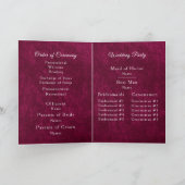 Programme de mariage plié en velours blanc et burg (Intérieur)