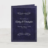 Programme de mariage plié en velours bleu marine b (Devant)