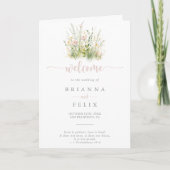 Programme de mariage plié Fleur sauvage Boho vert (Devant)