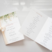 Programme de mariage plié Fleur sauvage Boho vert
