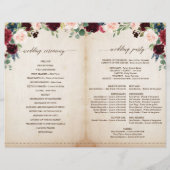 Programme de mariage plié Floral de la marine de B (Dos)