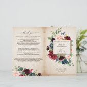 Programme de mariage plié Floral de la marine de B (Debout devant)